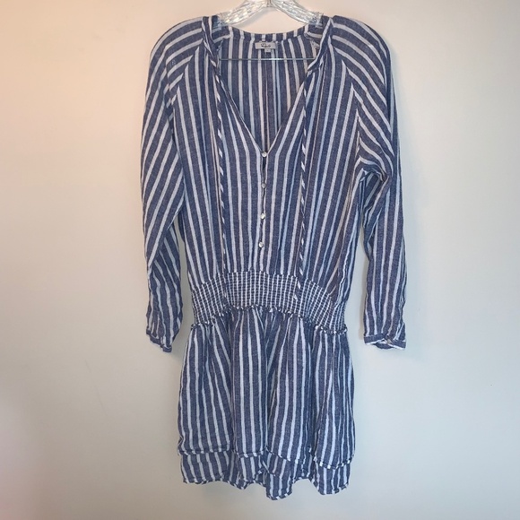 Rails Jasmine Parisian Blue Mini Linen Blend Dress L - Picture 2 of 16